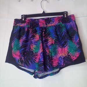 MTA Sport Shorts Women M Active Athletic Running Tropical Leaves Colorful